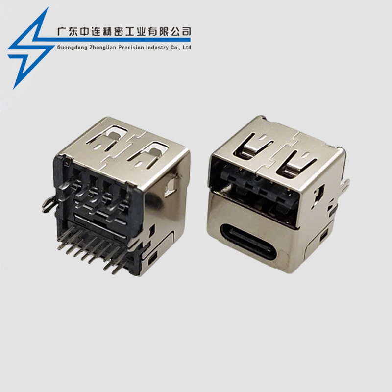 TYPE C Female Seat 14P+USB 2.0 Female Seat Double Layer 2-in-1