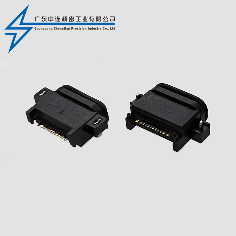 TYPE C female seat 16P sinking plate 1.65 all plastic waterproof version
