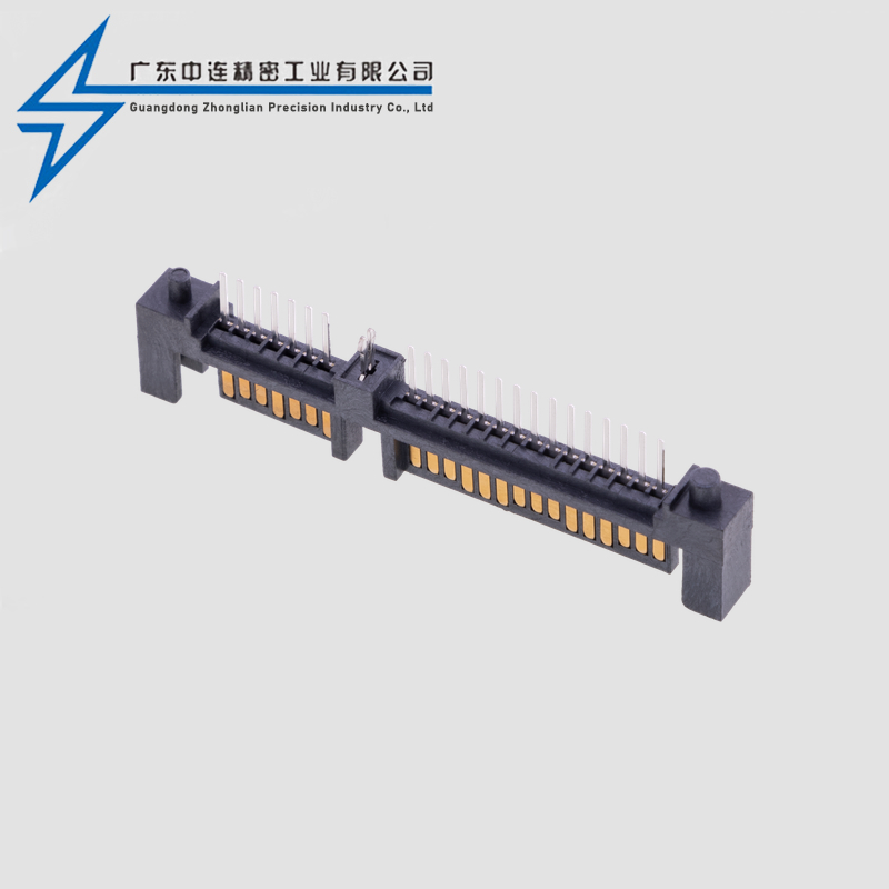SATA7+15P size column single row 180 degree male seat with fish fork