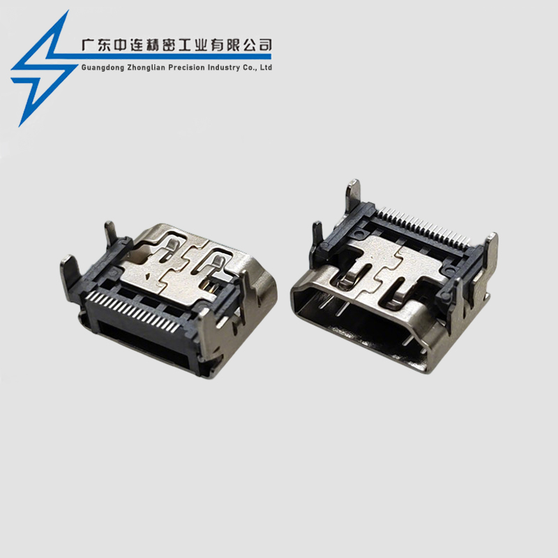 HDMI female socket A TYPE four pin terminal SMT
