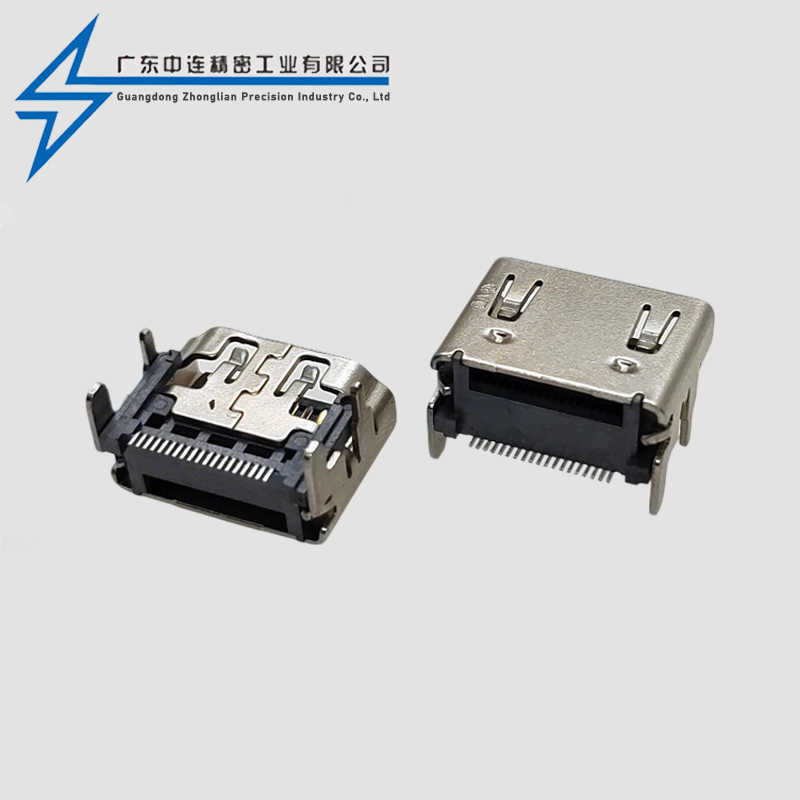 HDMI female socket A TYPE four pin terminal SMT