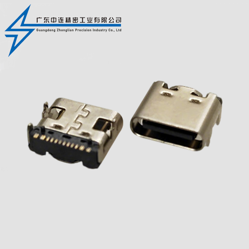 TYPE C female seat single row 16P SMT triple mold top
