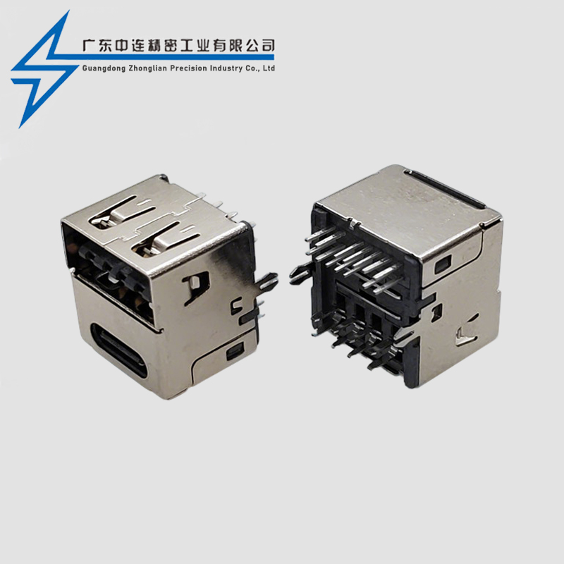 TYPE C Female Seat 14P+USB 2.0 Female Seat Double Layer 2-in-1