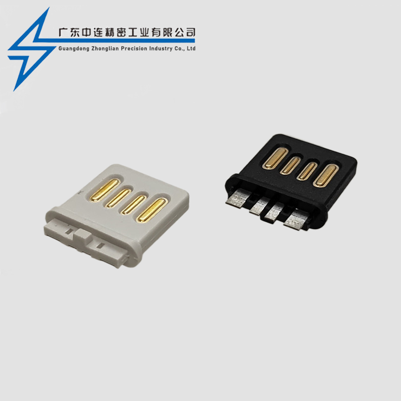 Double sided insertion of A male solder wire with high current and no outer shell, ultra-thin 15.0L