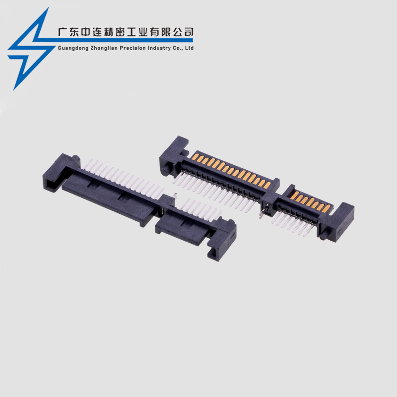 SATA7+15P size column single row 180 degree male seat with fish fork