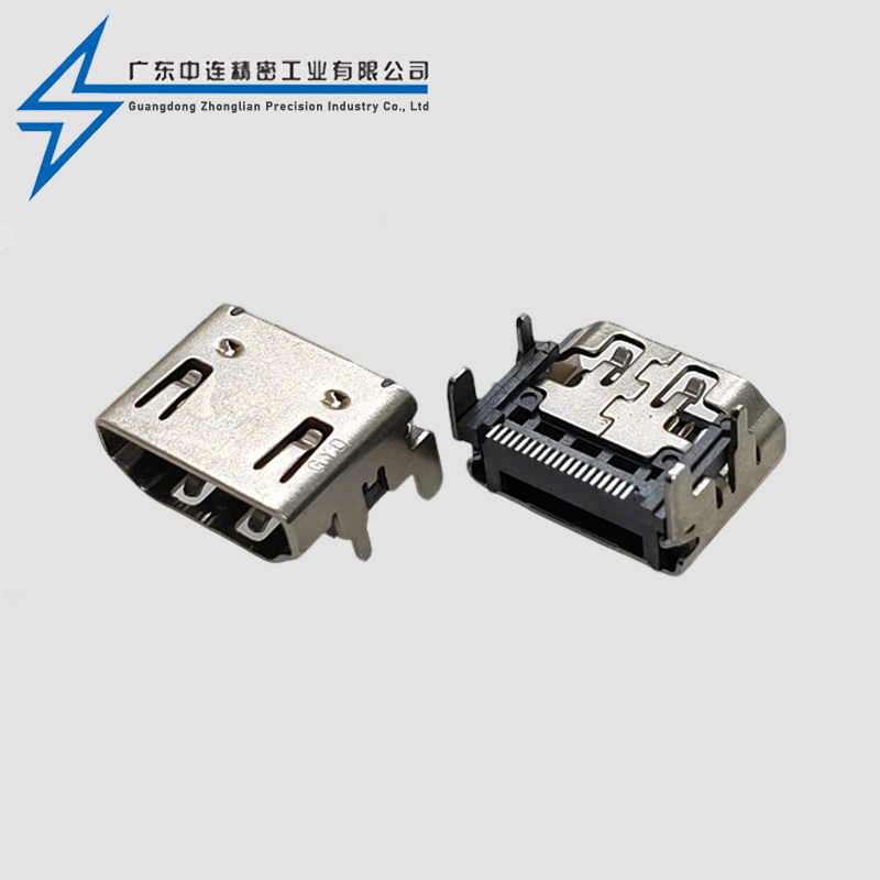 HDMI female socket A TYPE four pin terminal SMT