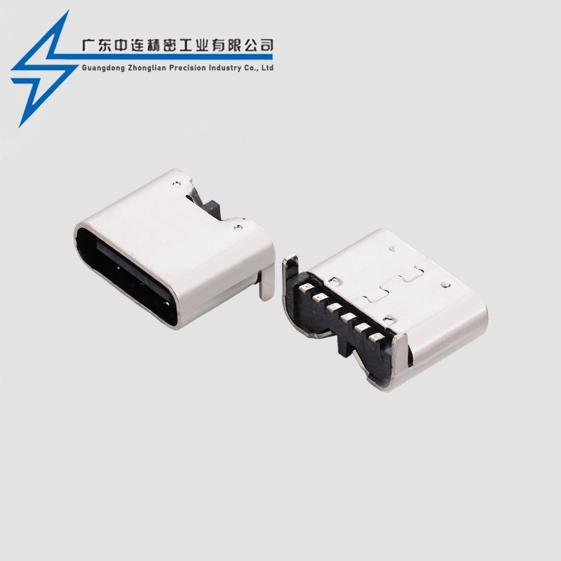 TYPE C Female Seat 6P Board SMT Rear Two Feet