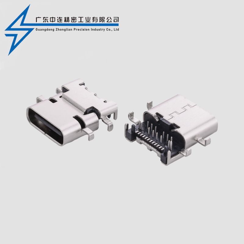 TYPE C female seat 24P sinking board with front insertion and rear attachment of 6-pin insertion board